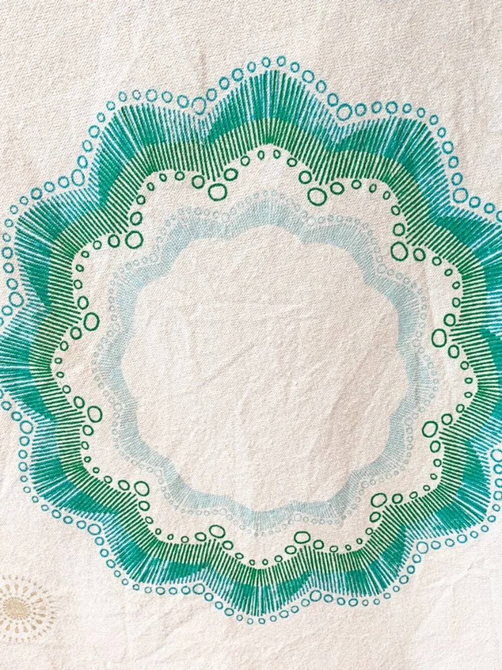 Vintage Green Circles Organic Abstract Cotton Round Tablecloth 64